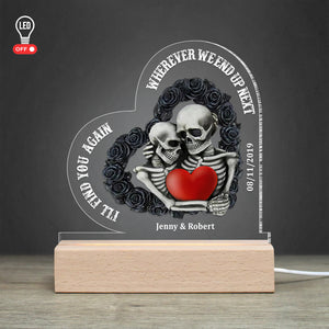 I'll Find You Again Wherever We End Up Next, Personalized Couple 3D Led Light Wooden Base - Led Night Light - GoDuckee