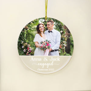 Personalized Couple Engagement Acrylic Custom Shape Ornament, Christmas Gift For Couples - Ornament - GoDuckee