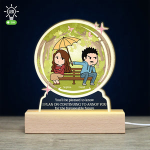 Continuing To Annoy You, Personalized Couple 3D Led Light Wooden Base - Led Night Light - GoDuckee