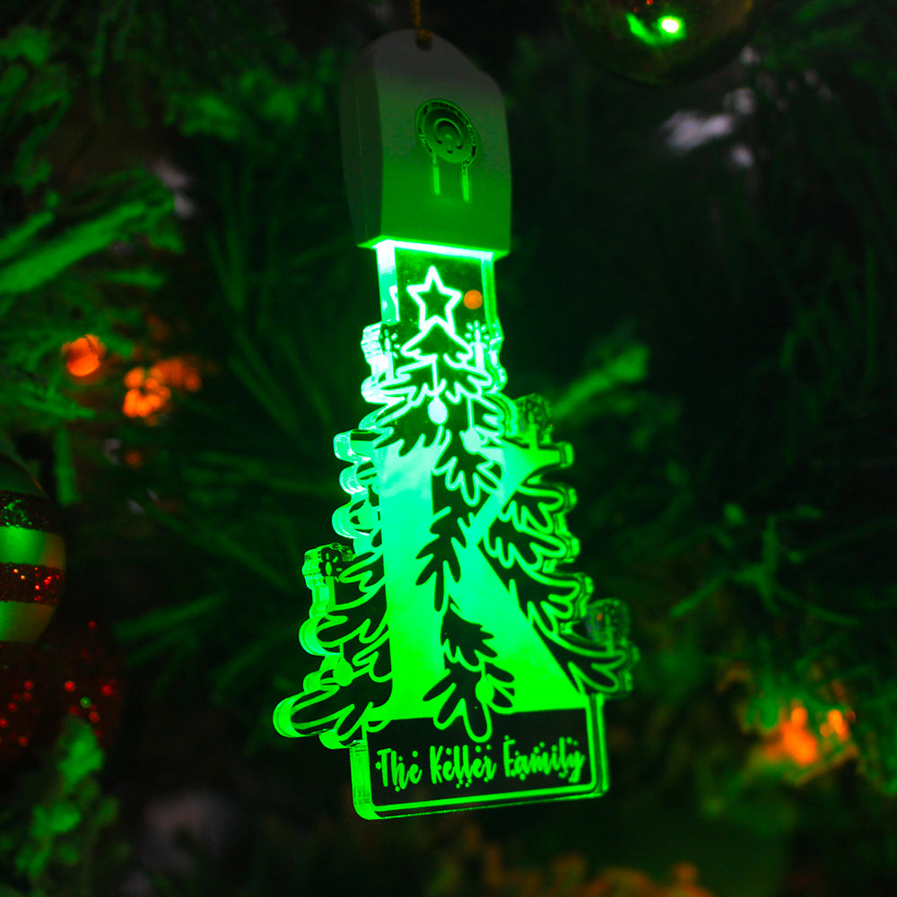 Christmas Tree Shaped Family Ornament, Led Acrylic Custom Shape Ornament - Ornament - GoDuckee