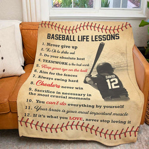 Baseball Player 12 Life Lessons Personalized Baseball Blanket - Blanket - GoDuckee
