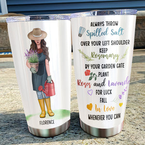 Gardening - Personalized Plant Lady Tumbler - Roses and Lavender For Luck - Tumbler Cup - GoDuckee
