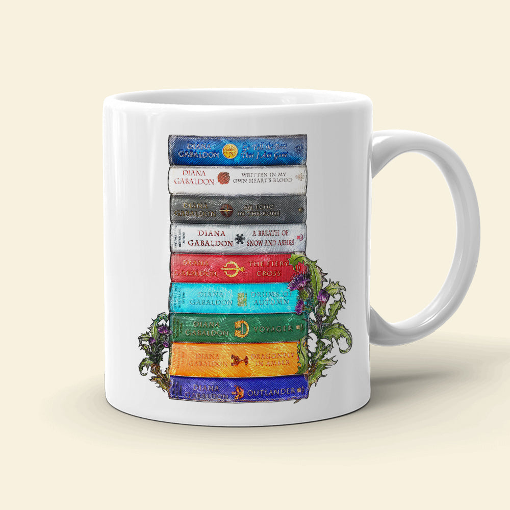 Outlander A Stack Of Books - White Mug For Book Lovers (10HUHU200422) - Coffee Mug - GoDuckee