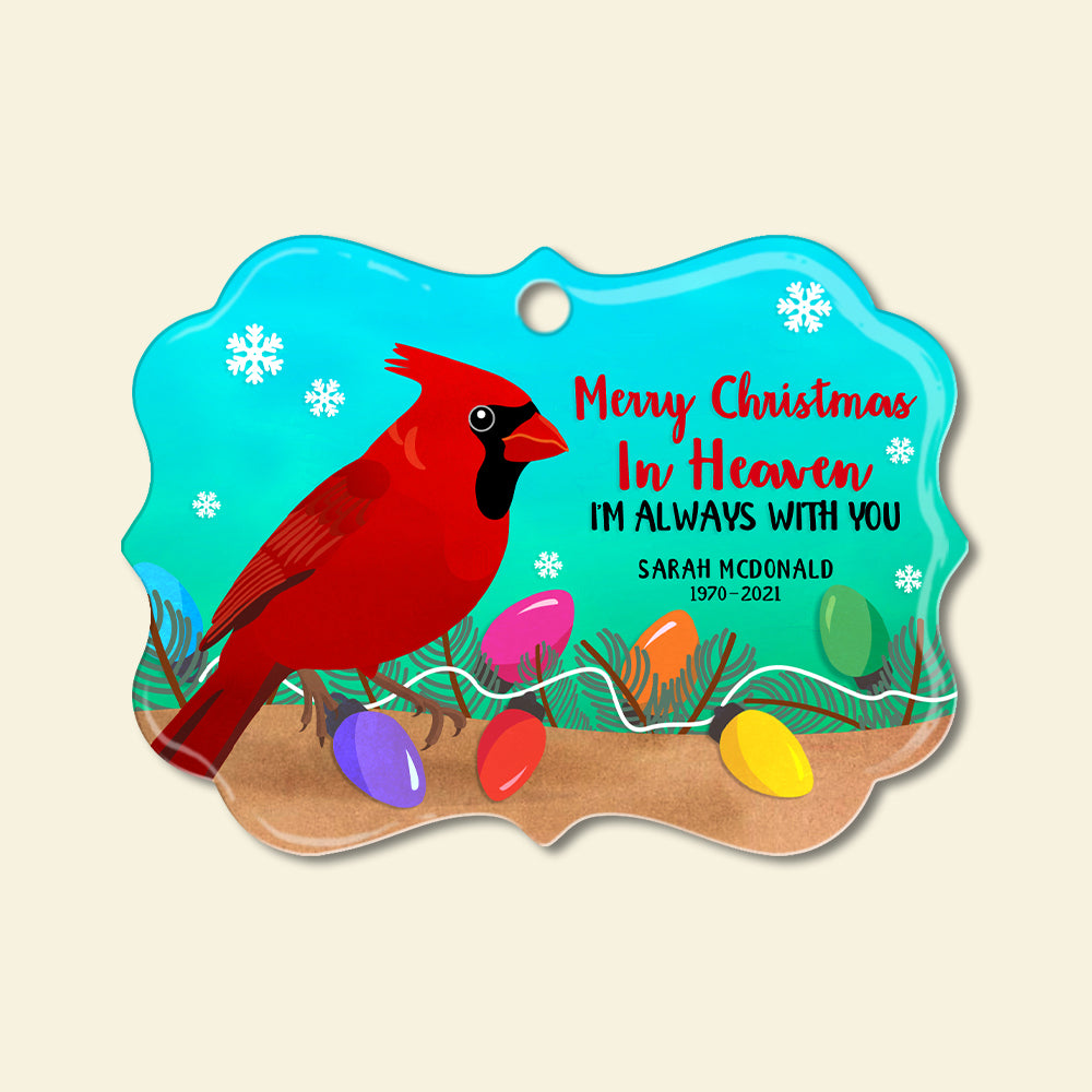 Merry Christmas In Heaven - Personalized Cardinal Ornament - Memorial Gift for Family Members - Ornament - GoDuckee