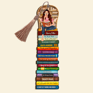 Reading Girl- Collection Book Personalized Wooden Bookmark, Gift For Book Lovers - Bookmarks - GoDuckee
