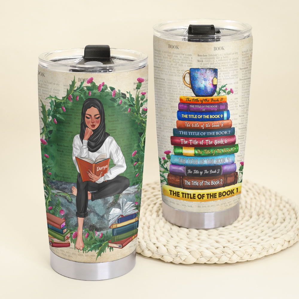 Custom Book Titles - Personalized Reading Turban Girl Tumbler Cups - Tumbler Cup - GoDuckee