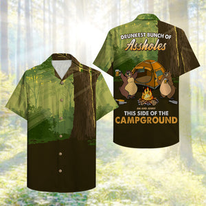 Personalized Camping Bears Hawaiian Shirt - Drunkest Bunch Of Assholes - Hawaiian Shirts - GoDuckee