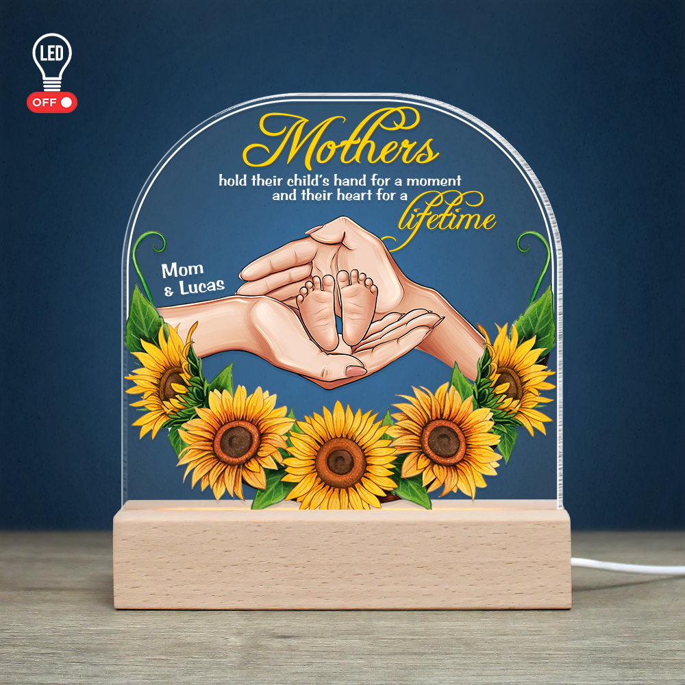 Mothers Hold Their Child's Hand For A Moment-Gift For Mother-Personalized Led Light-Mother's Day Led Light - Led Night Light - GoDuckee