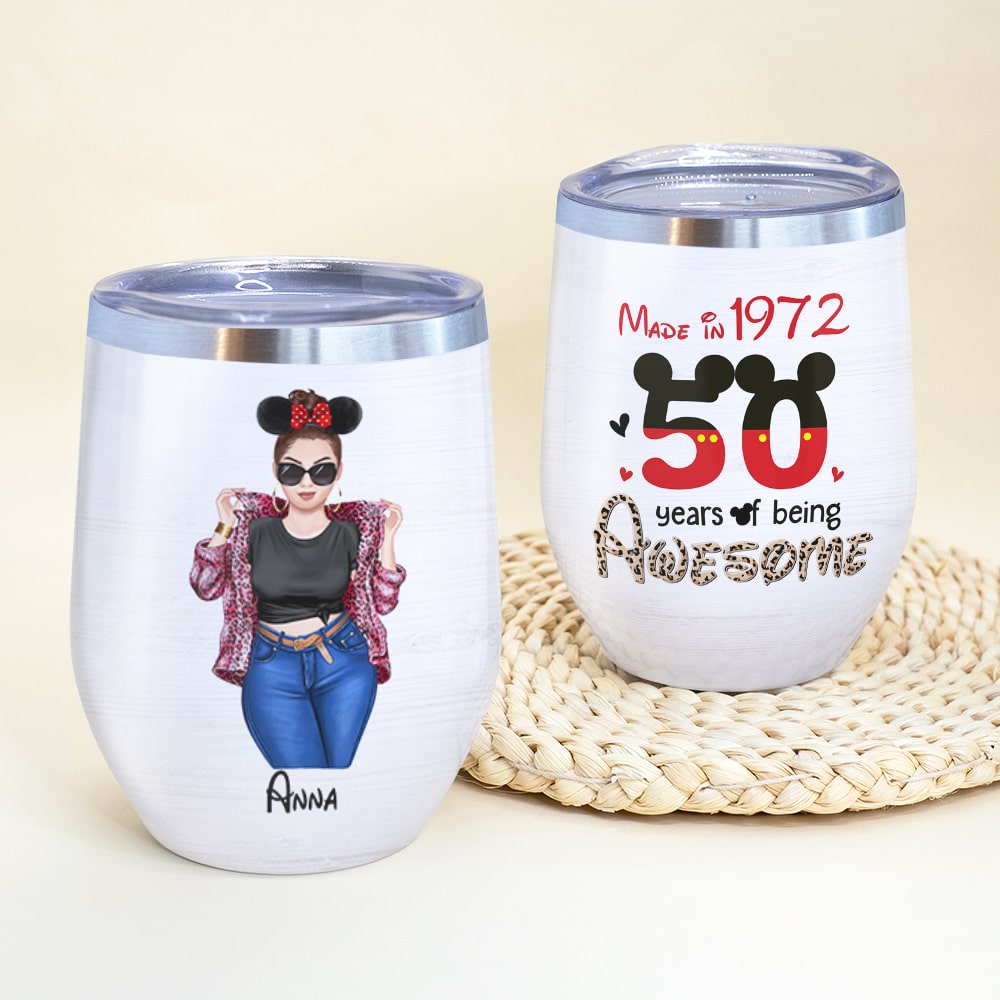 50 Years Of Being Awesome Personalized Age Wine Tumbler Gift For Her - Wine Tumbler - GoDuckee