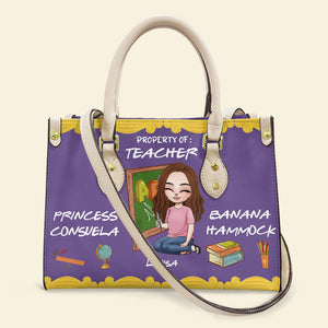 Property Of Teacher Princess Consuela Banana Hammock Personalized Leather Bag, Gift For Teacher - Leather Bag - GoDuckee