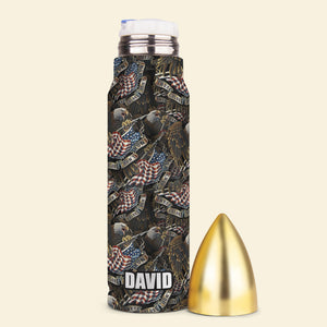 American Eagle Pattern - Personalized Veteran Bullet Tumbler, These Colors Don't Run ABT0511 - Water Bottles - GoDuckee
