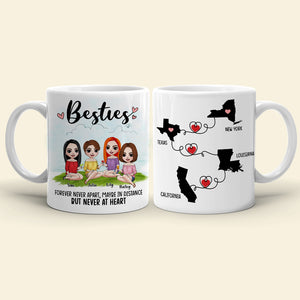 Personalized Sister Map Mug, Apart In Distance But Never At Heart, Gift for Sisters In Long Distance - Coffee Mug - GoDuckee