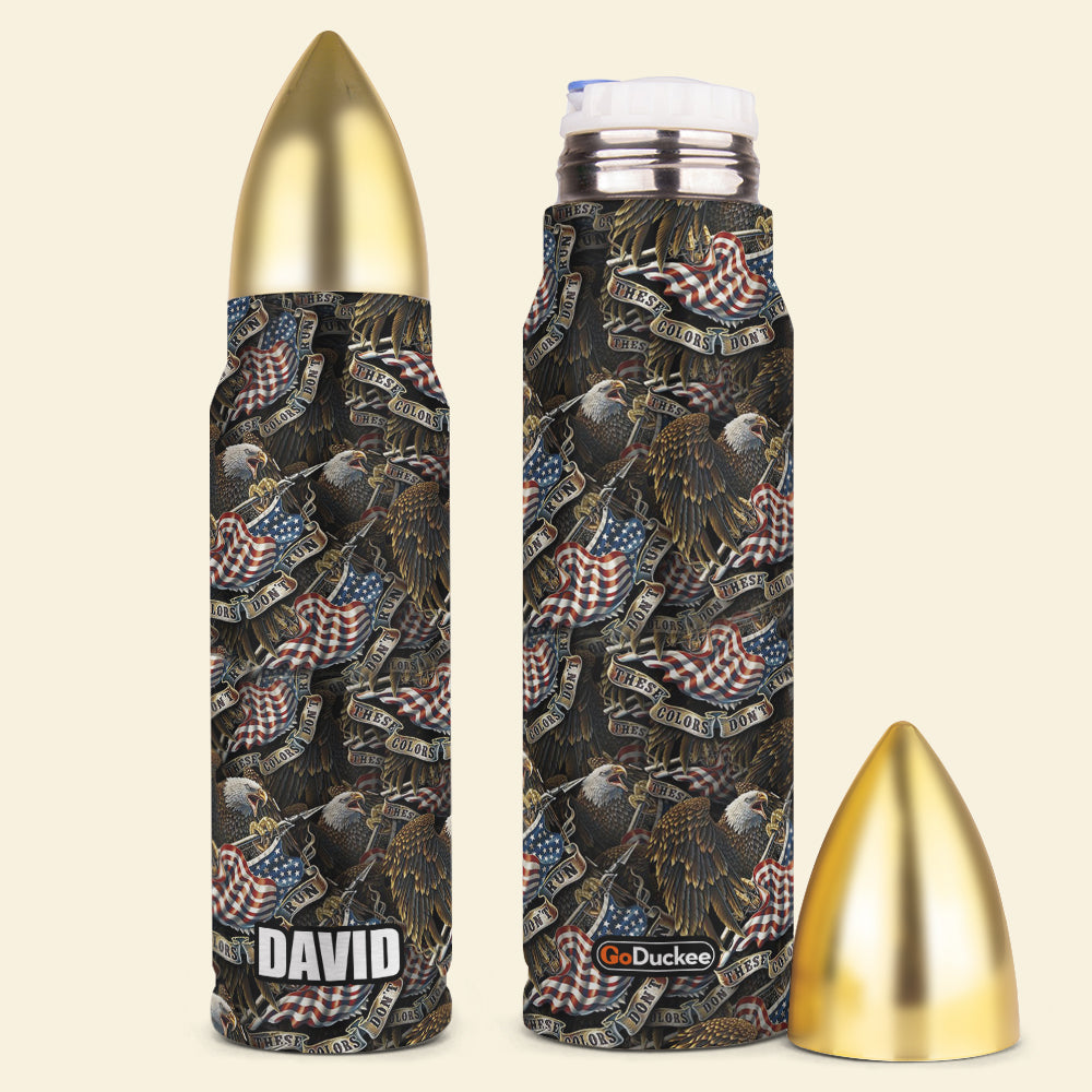 American Eagle Pattern - Personalized Veteran Bullet Tumbler, These Colors Don't Run ABT0511 - Water Bottles - GoDuckee