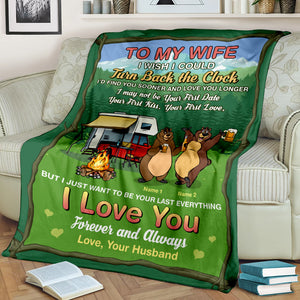 Personalized Camping Bears Blanket, I Love You Forever And Always - Blanket - GoDuckee