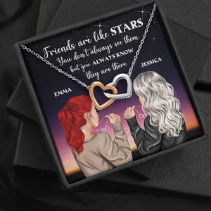 Bestie Friends Are Like Stars - Personalized Interlocking Hearts Necklace - Jewelry - GoDuckee