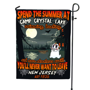 Personalized Spooky Gifts For Camping Lovers, Spend The Summer at Camp Crystal Lake Custom Garden Flag - Flag - GoDuckee