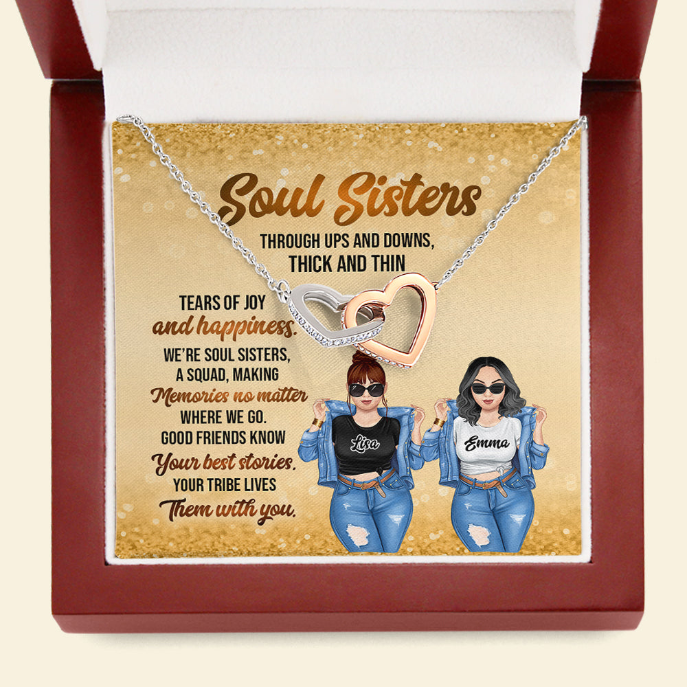 Besties Soul Sisters - Personalized Message Card Jewelry Necklace - Jewelry - GoDuckee