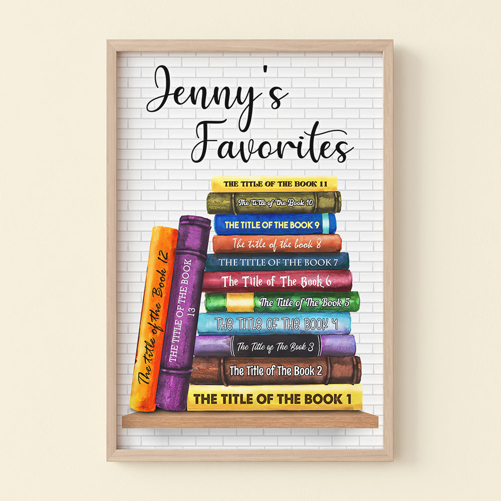 Custom Book Titles Poster - Stack Of Book Art - Poster & Canvas - GoDuckee