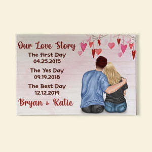 Personalized Jean Couple Poster - Our Love Story The First Day The Yes Day The Best Day - Poster & Canvas - GoDuckee