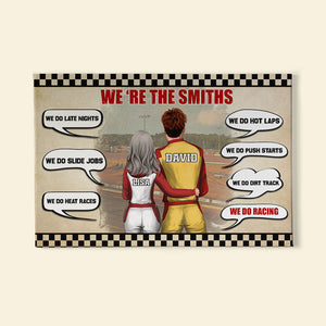 Personalized Racing Couple Poster - We Do Dirt Track We Do Racing - Checkered Pattern - Poster & Canvas - GoDuckee