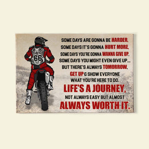 Life's A Journey, Not Always Easy But Always Worth It, Personalized Motocross Canvas Print - Poster & Canvas - GoDuckee