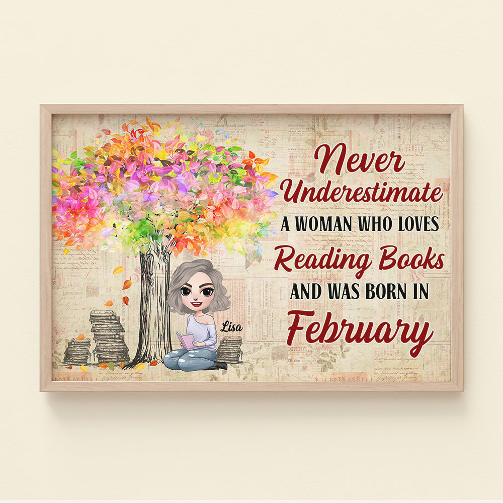 Personalized Reading Girl Poster - Never Underestimate A Woman Who Loves Reading Books - Watercolor Background - Poster & Canvas - GoDuckee