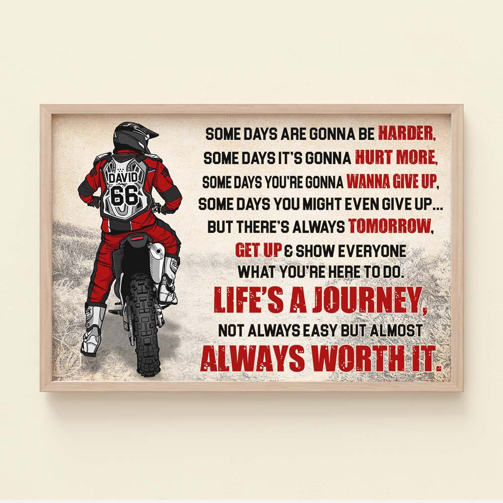 Life's A Journey, Not Always Easy But Always Worth It, Personalized Motocross Canvas Print - Poster & Canvas - GoDuckee