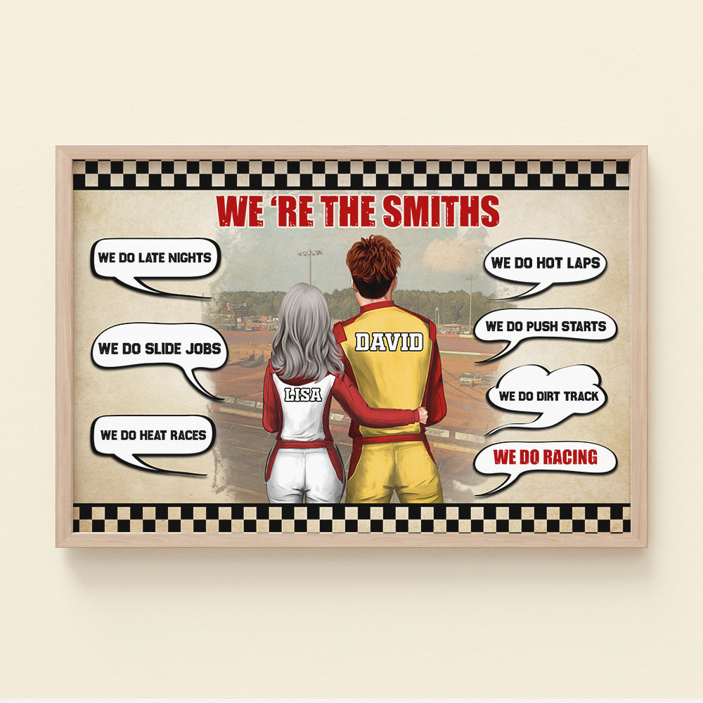 Personalized Racing Couple Poster - We Do Dirt Track We Do Racing - Checkered Pattern - Poster & Canvas - GoDuckee