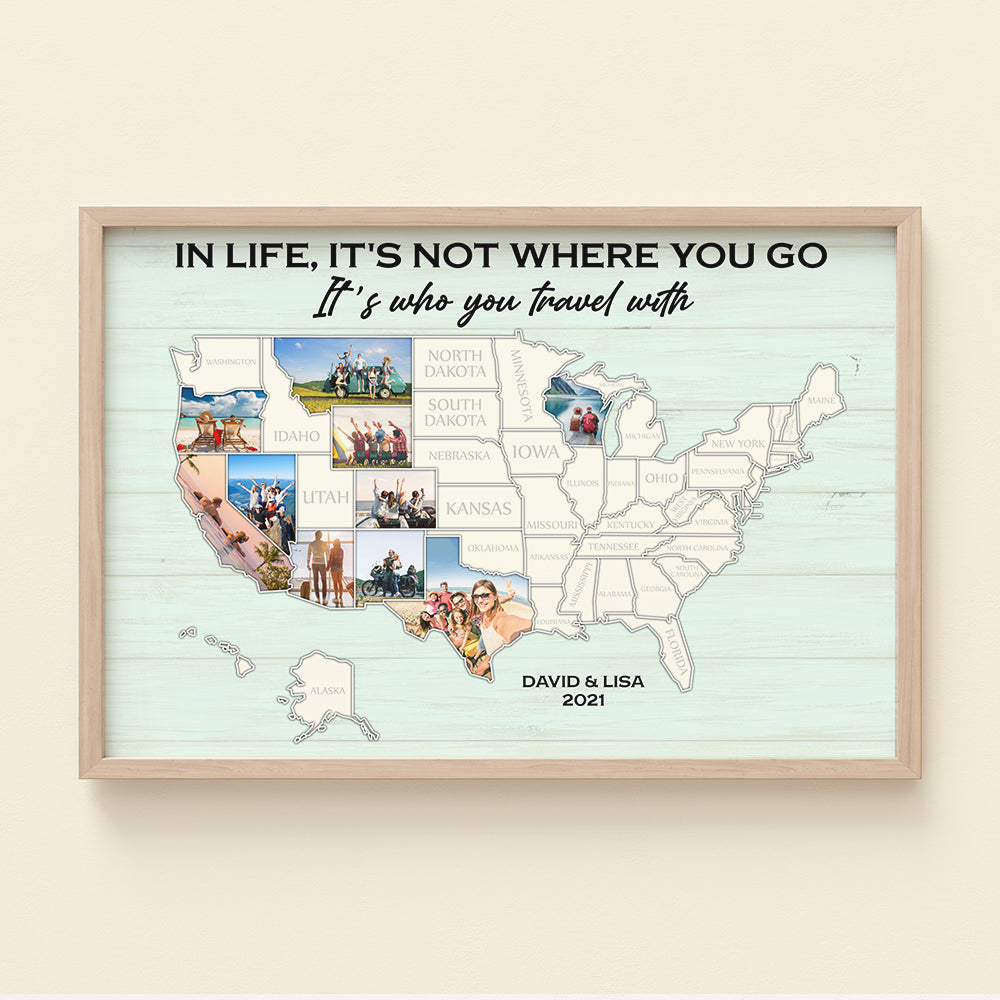 Personalized Wall Art Traveling In Life It's Not Where You Go Traveling Map - Poster & Canvas - GoDuckee