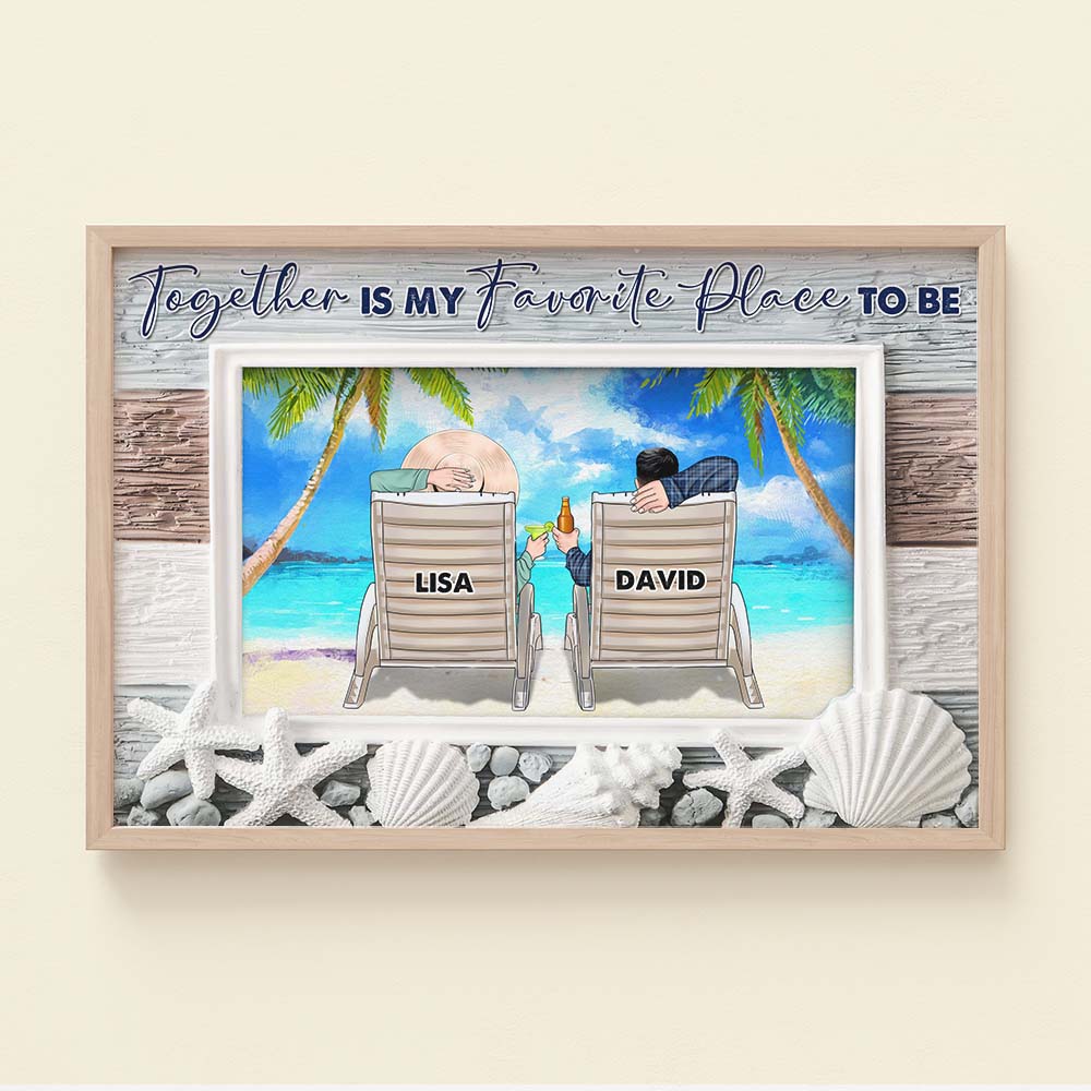 Couple Relaxing Deck Chair, Together Is My Favorite Place - Personalized Canvas Print - Poster & Canvas - GoDuckee