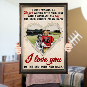 Personalized Football Couple Poster - I Love You To The End Zone And Back - Heart Shape - Poster & Canvas - GoDuckee