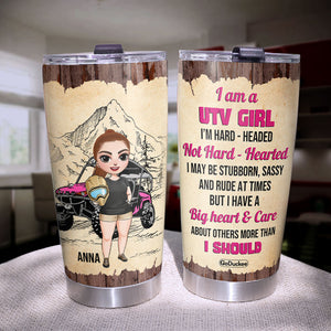 Personalized UTV Racing Girl Tumbler - I Am A UTV Girl, Hard-Headed, Not Hard-Hearted - Tumbler Cup - GoDuckee