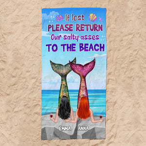 Our Salt Asses To The Beach - Personalized Mermaid Beach Towel - Gifts For Sister, BFF, Besties - Beach Towel - GoDuckee