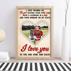 Personalized Football Couple Poster - I Love You To The End Zone And Back - Heart Shape - Poster & Canvas - GoDuckee