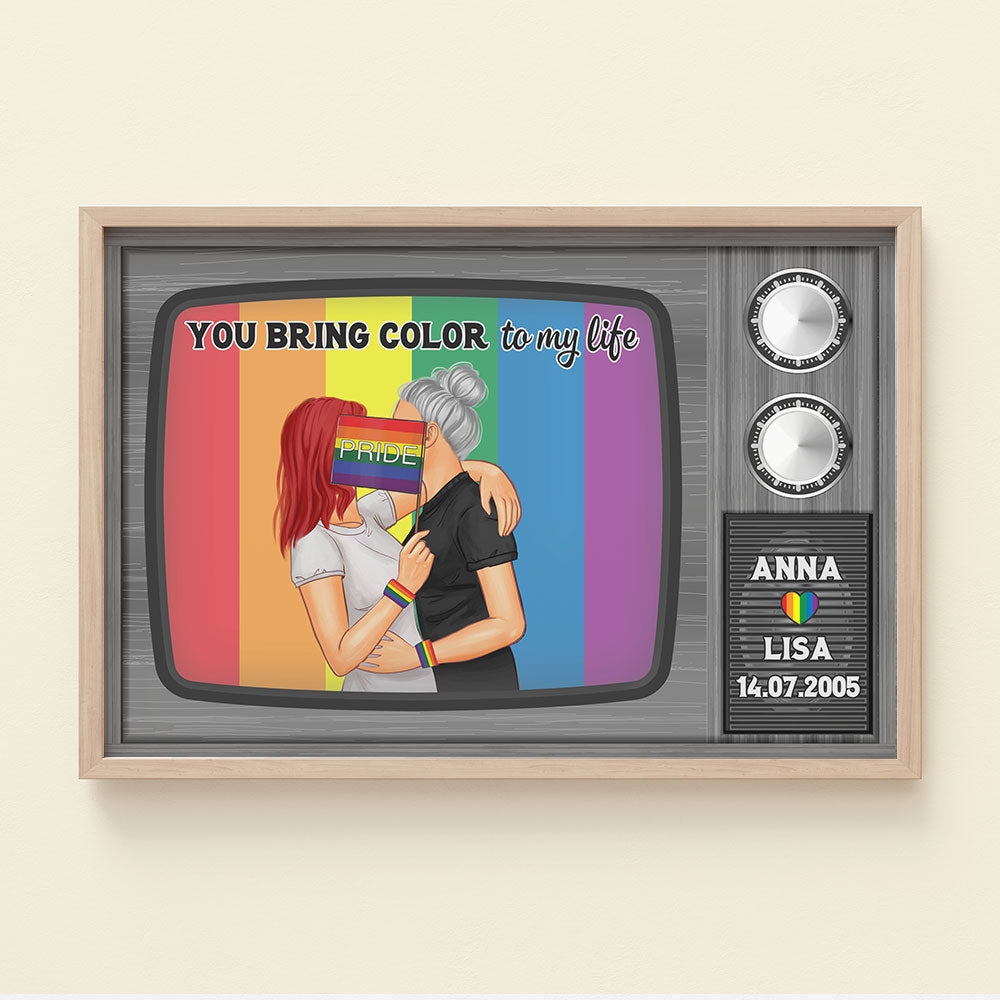 Personalized LGBT Poster - You Bring Color To My Life - Retro TV Shape - Poster & Canvas - GoDuckee