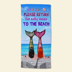 Our Salt Asses To The Beach - Personalized Mermaid Beach Towel - Gifts For Sister, BFF, Besties - Beach Towel - GoDuckee