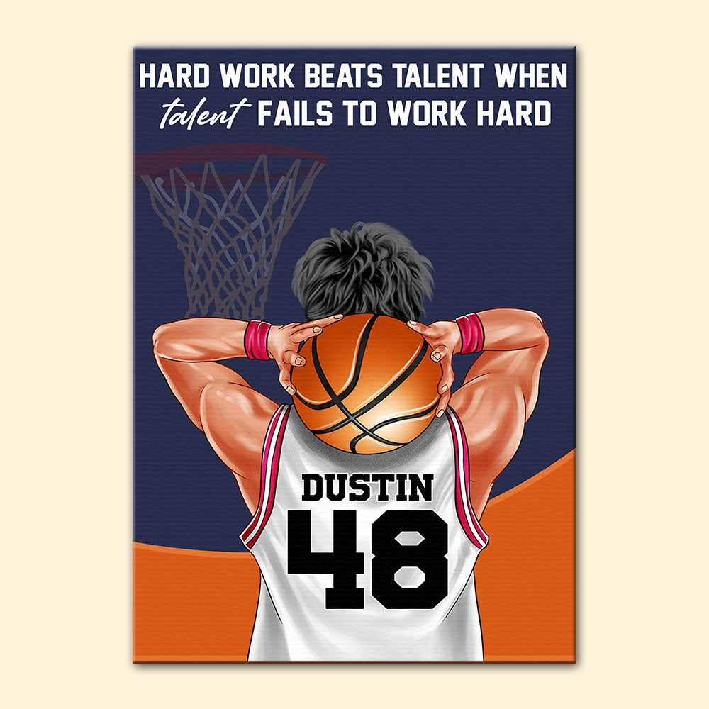 Personalized Basketball Player Poster - Hard Work Beats Talent - Poster & Canvas - GoDuckee