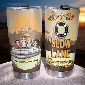 Personalized Pontoon Tumbler Cup - Life In The Slow Lane - Gift For Friend - Tumbler Cup - GoDuckee