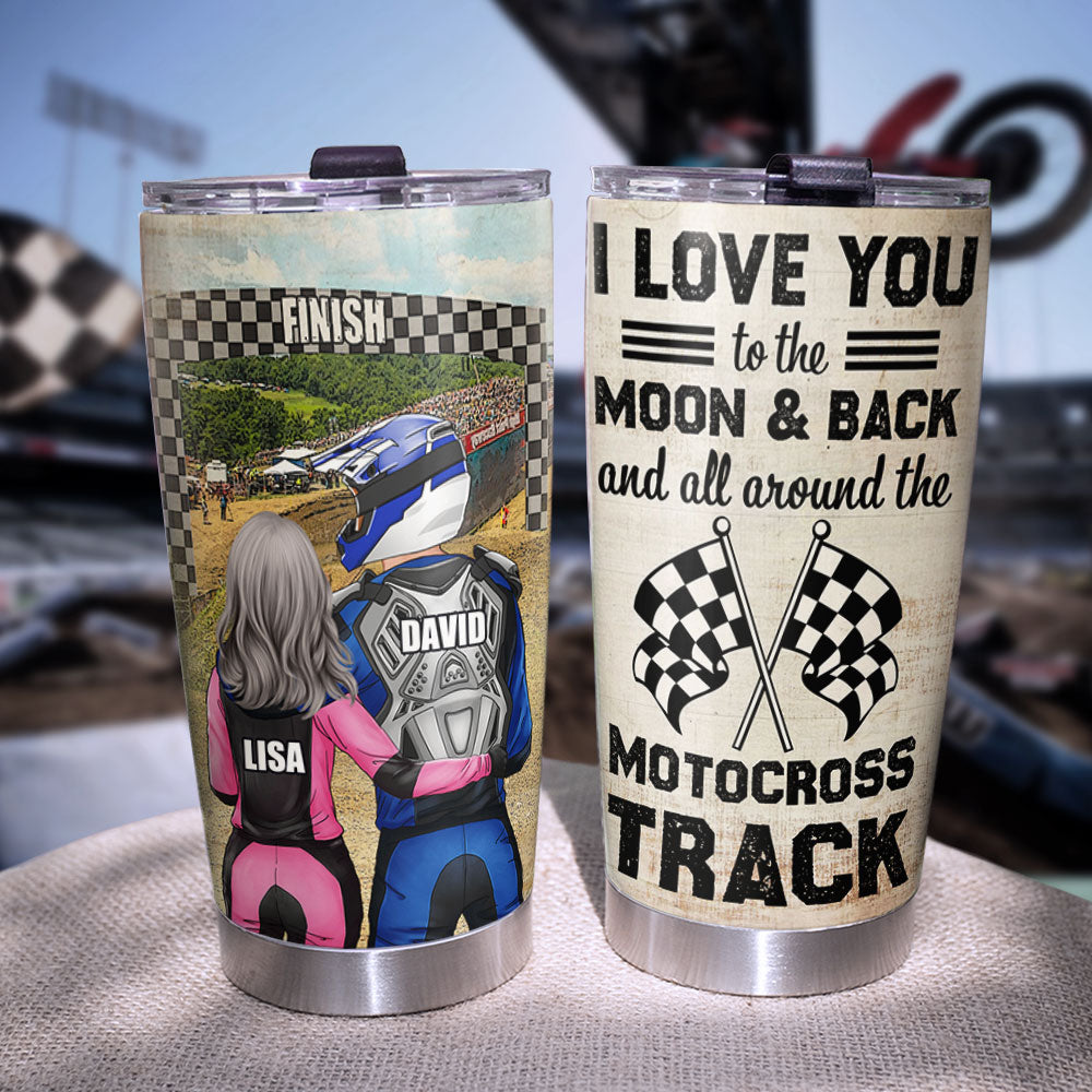 Personalized Motocross Couple Tumbler Cup - I Love You - Tumbler Cup - GoDuckee