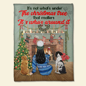 Personalized Sweater Girl & Dog Breeds Blanket - It's Not What's Under The Christmas Tree - Blanket - GoDuckee