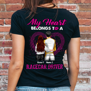 Personalized Couple Gifts Shirt Ideas For Racing Girl My Heart Belongs To A Racecar Driver - Custom Shirts - Shirts - GoDuckee