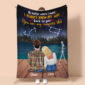Personalized Zodiac Couple Blanket - You Are My Compass Star - Blanket - GoDuckee