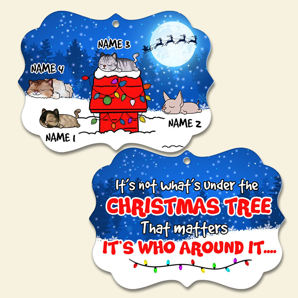 Sleeping Cats Around Christmas Tree - Personalized Benelux Ornament - Christmas Gift For Cat Lovers - Ornament - GoDuckee