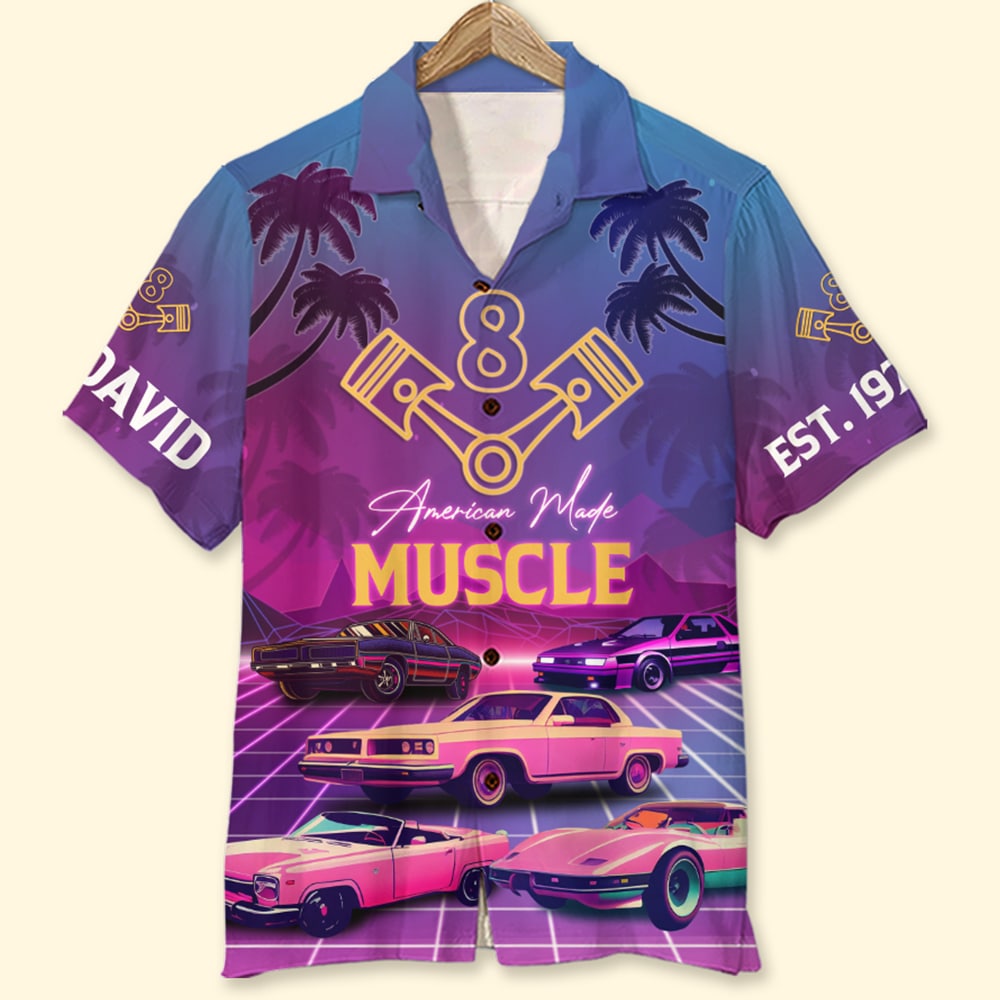 American Made Muscle Personalized Car Hawaiian Shirt, Gift For Car Lovers - Hawaiian Shirts - GoDuckee