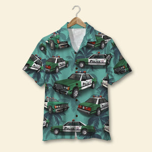 Police Hawaiian Shirt, Aloha Shirt, Coconut Tree Pattern - Hawaiian Shirts - GoDuckee