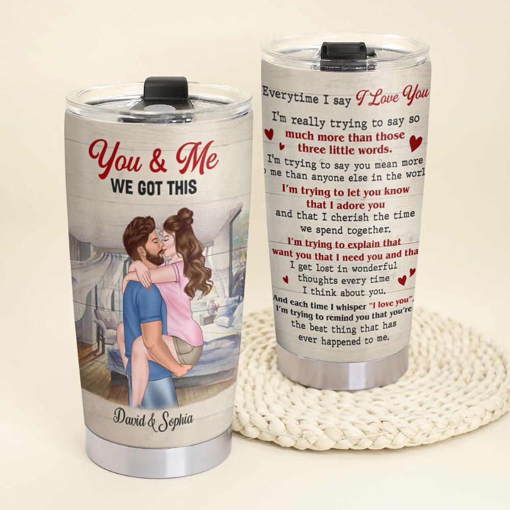 I'm Really Trying To Say So Much More Than Those Three Little Words - Personalized Couple Tumbler - Gift For Couple - Tumbler Cup - GoDuckee