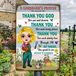 Thank You God For Sun And Showers, Personalized Gardener Metal Sign, Gift For Gardening Lovers - Metal Wall Art - GoDuckee