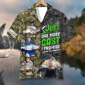 Just One More Cast I Promise, Custom Father's Day Fishing Hawaiian Shirt, Father's Day Gift, Gift For Dad - Hawaiian Shirts - GoDuckee