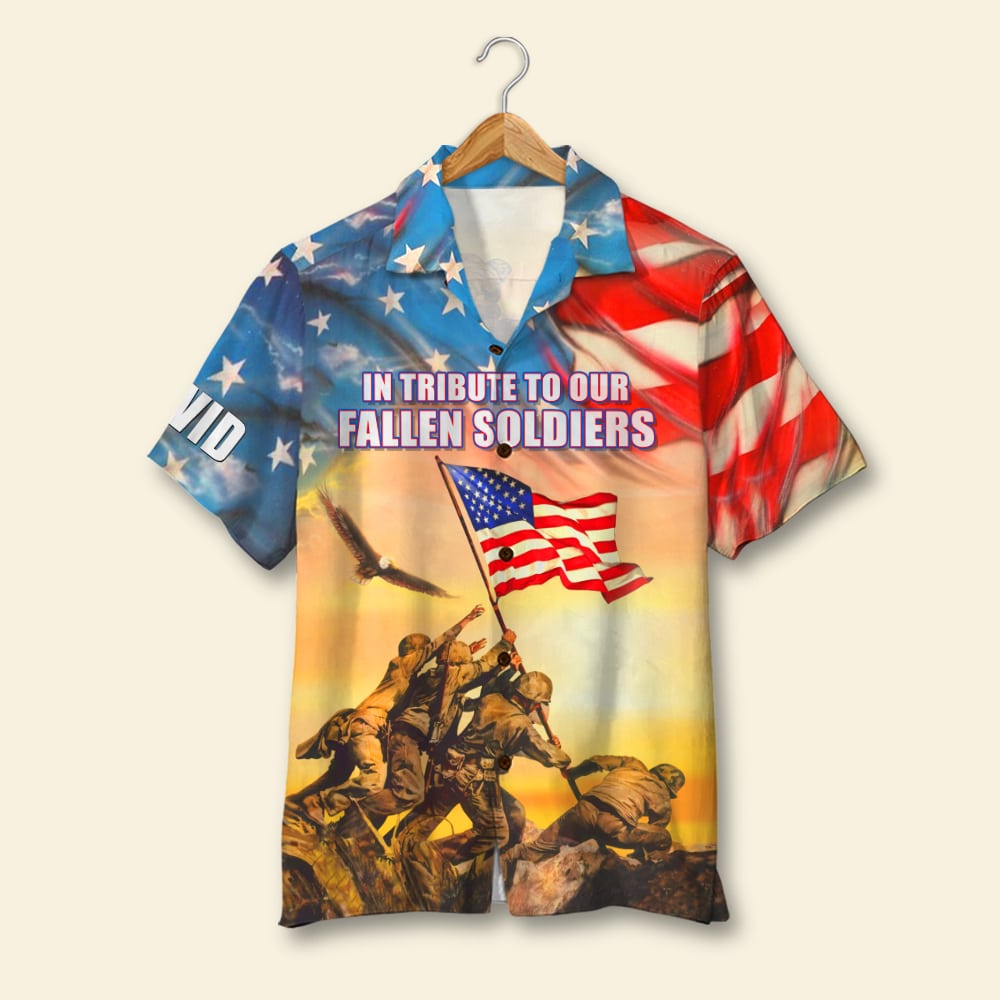 In Tribute To Our Fallen Soldiers Personalized 4th of July Hawaiian Shirt Gift For Him - Hawaiian Shirts - GoDuckee