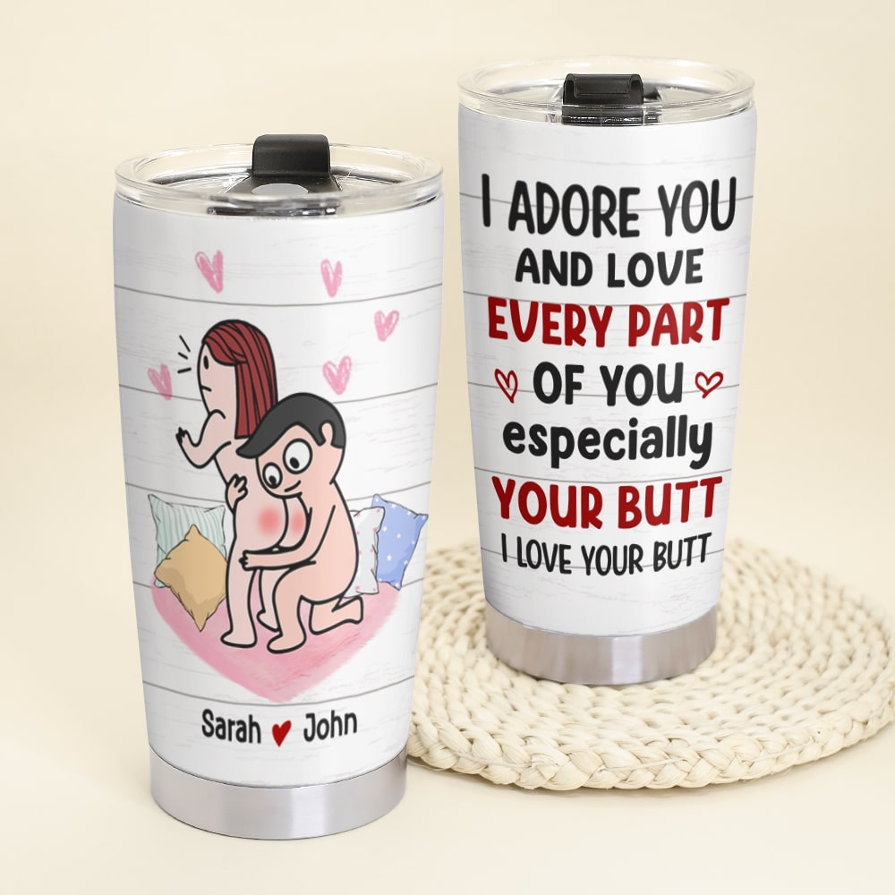 Personalized Couple Tumbler - I Adore You And Love Every Part Of You Especially Your Butt - Gift For Couple - Tumbler Cup - GoDuckee